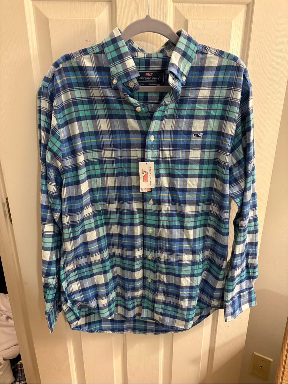 Vineyard Vines Blue & Teal Plaid Button-Down Shirt - Men's